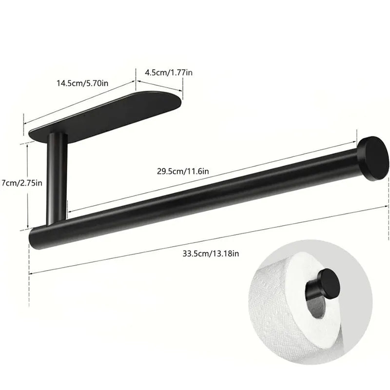 2021Kitchen bathroom New Hot Fashion Self-adhesive Tissue Roll Holder Portable Paper Towel Rack for Kitchen Bathroom Silver