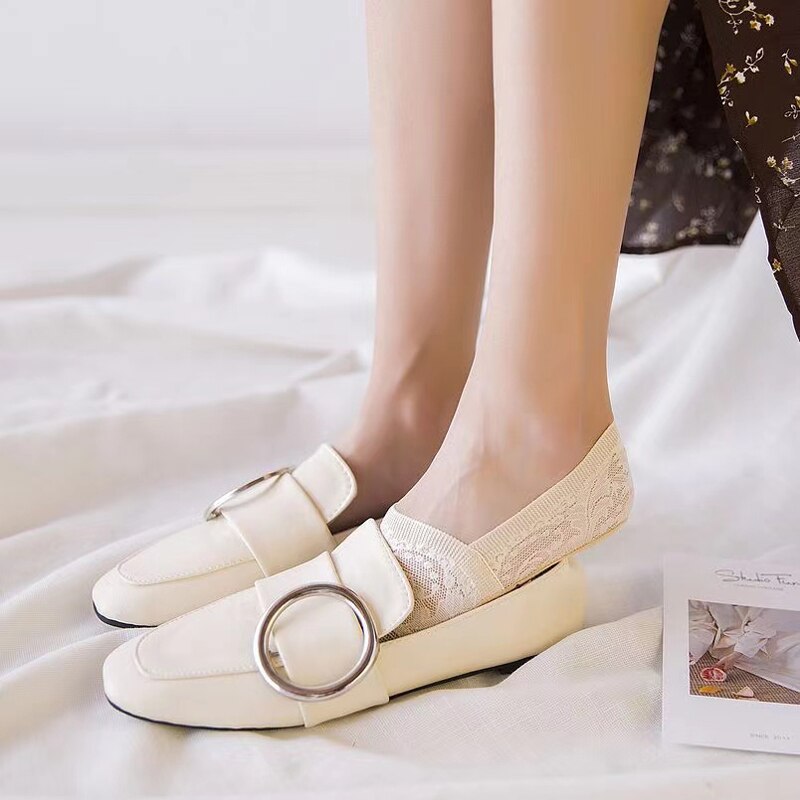 10 Pairs yaz yeni moda dantel çiçek kadın görünmez çorap Antiskid nefes tekne çorap ayak bileği çorap