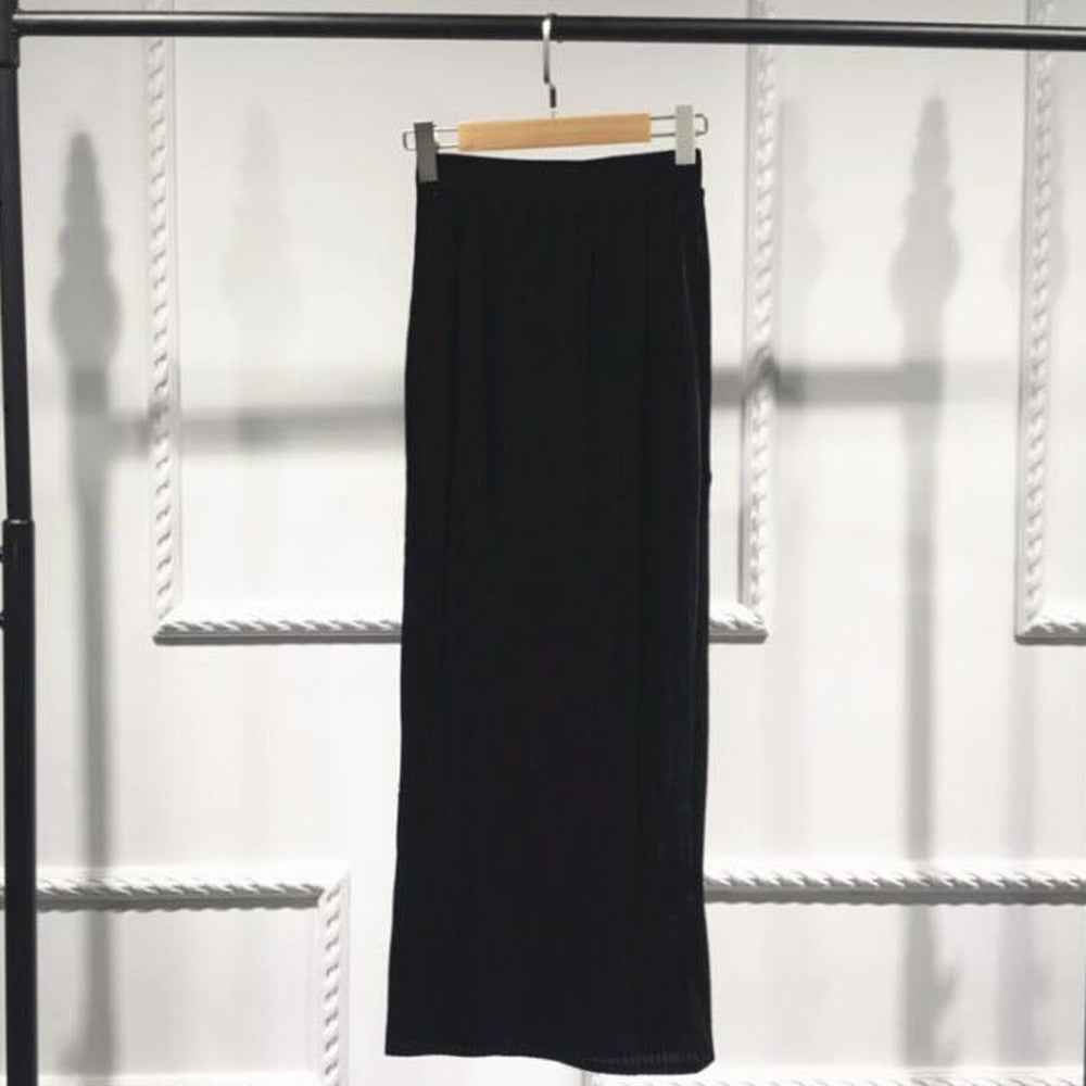 2023 New Maxi Skirts For Women Muslim Bodycon Skirt Women Slim Ankle-Length High Waist Long Pencil Skirts Jupe Femme