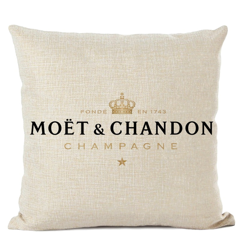 Black Linen Luxury Decorative Pillow Case High Quality Printing Text Luxury White Hotel Home Sofa Cushion Cover 45 * 45CM