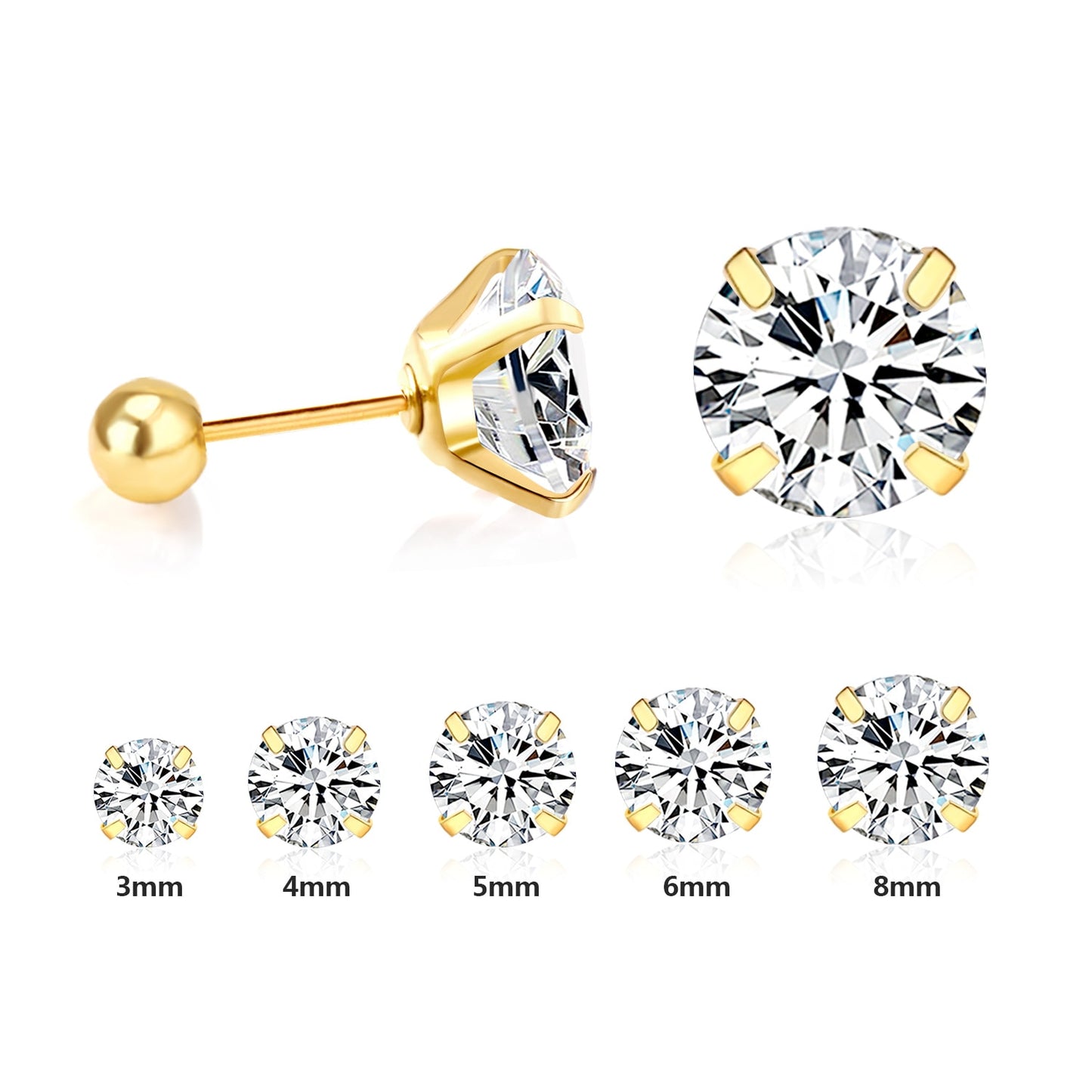 2022 Crystal Earrings for Women Round Gold Silver color Zircon Fashion Jewelry accessories brinco Gift Wholesale