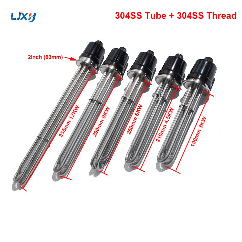 LJXH Tubular Electric Heating Heater Element 2inches (63mm) Tri Clamp for Water Heater/Boiler 3KW4.5KW6KW9KW12KW