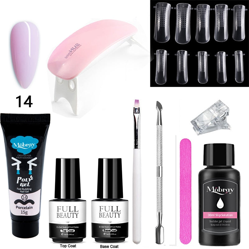 10pcs Nail Polish Gel Nail Kit 15ml Quick Building UV Nail PolishGel Extensions Acrylic Gel Nail Tool Art Set