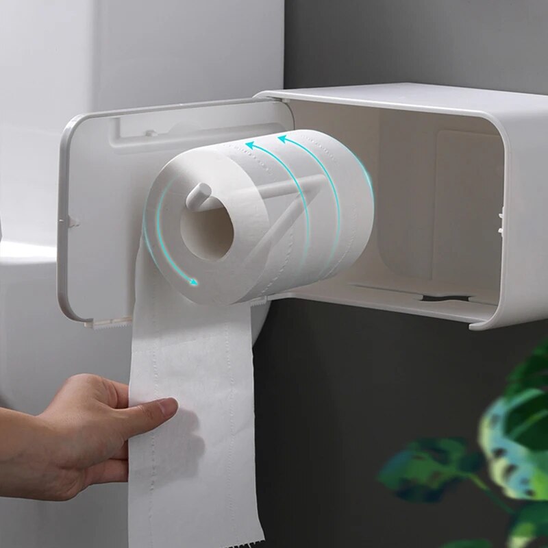 ECOCO Waterproof Toilet Paper Holder Plastic Wall Mounted For Toilet Paper Towel Bathroom Shelf Storage Box Tray Roll Holder