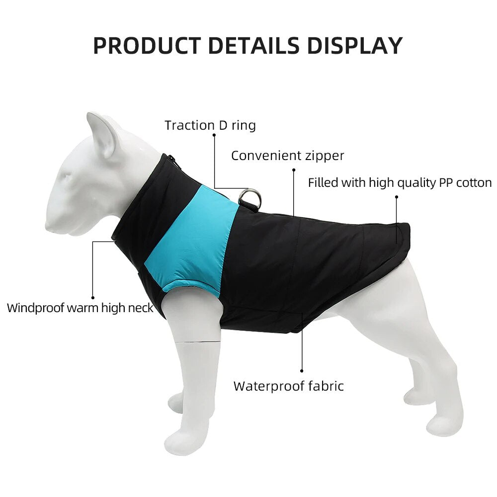 Winter Dog Pets Clothes Clothing for Small Large Dogs Waterproof Pet Jacket Dog Coat Chihuahua Padded Vest Zipper Jacket Coat