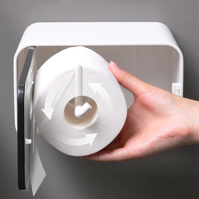 ECOCO Waterproof Toilet Paper Holder Plastic Wall Mounted For Toilet Paper Towel Bathroom Shelf Storage Box Tray Roll Holder