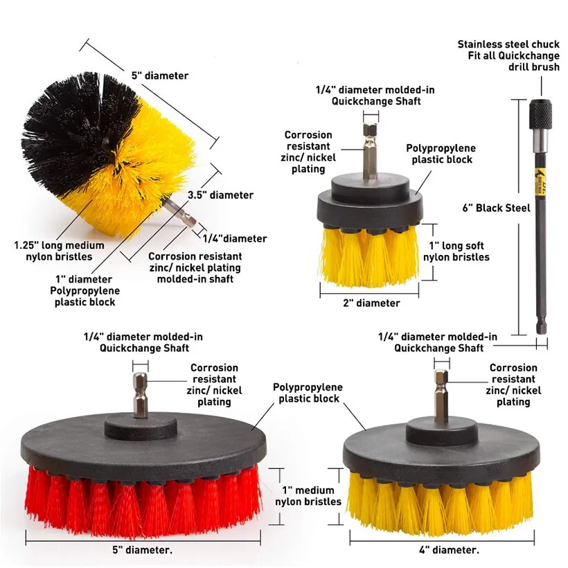 3PCs Electric cleaning brush Scrubber Cleaning Drill Nylon Brushes Tub Cleaner Kit Wood Grinding Polishing Tool D30