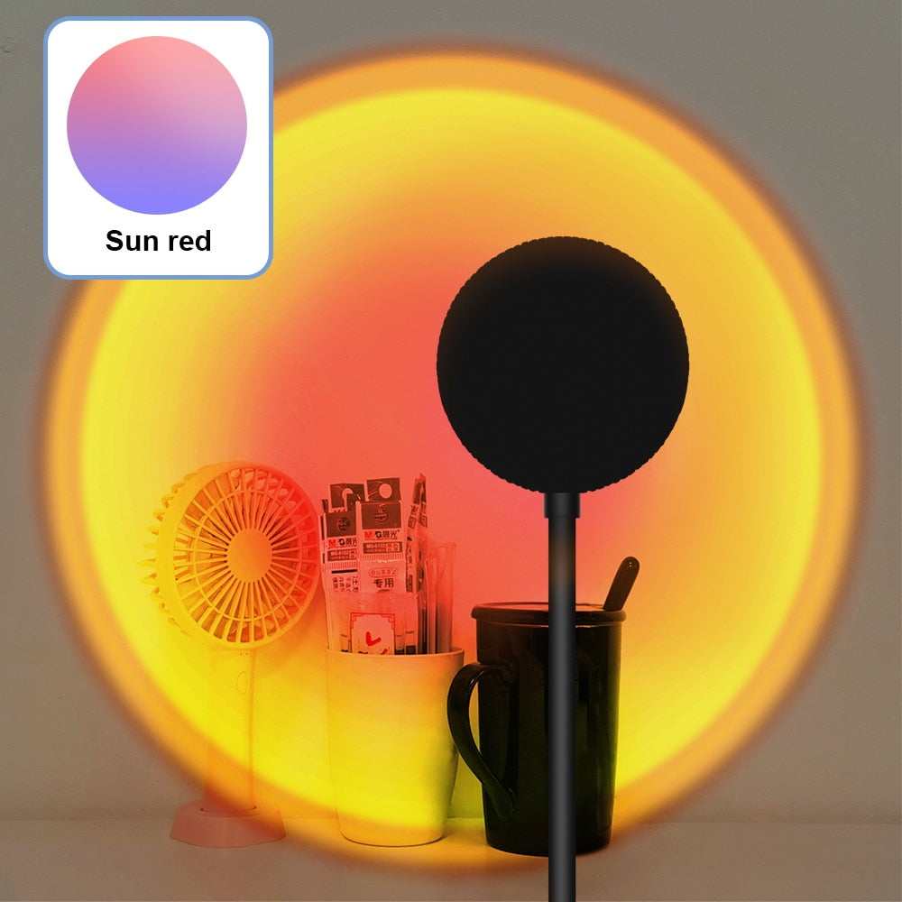 LED Projection Lamp Sunset Light Night LED Sunset Bulb Color Lamp 5V USB Rainbow Lamp Desk LED Decoration Atmosphere Lighting