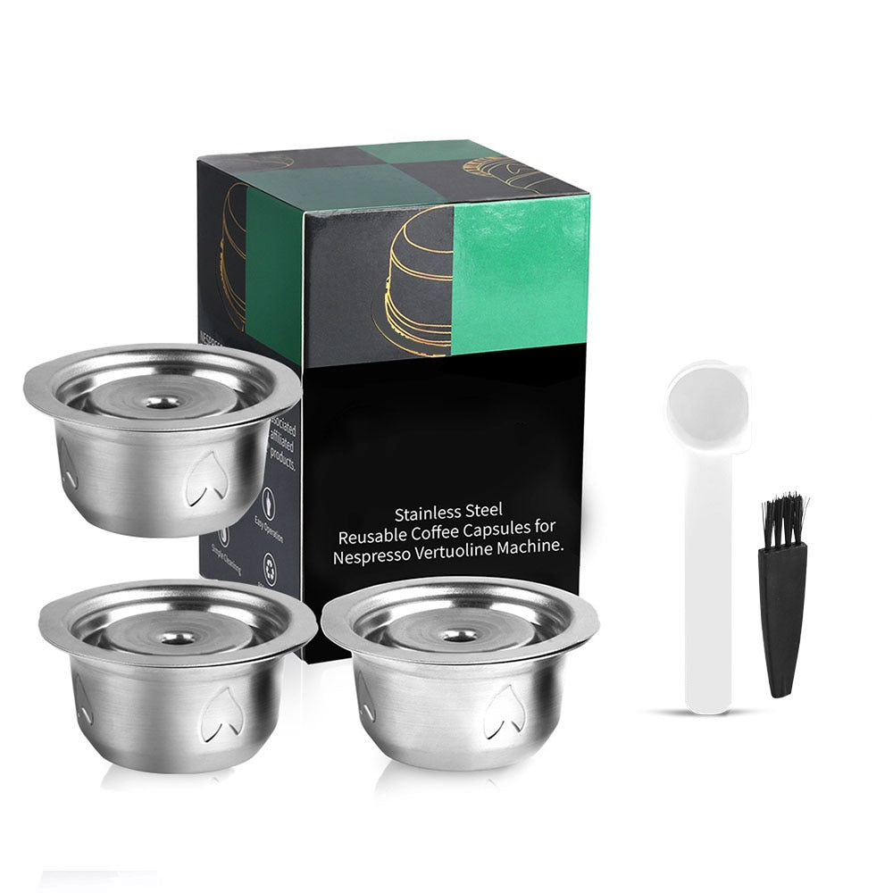 2 IN 1Reusable Vertuo Coffee Capsule Steel Stainless Metal for Nespresso Vertuoline Plus Machine Cream Coffee Filter