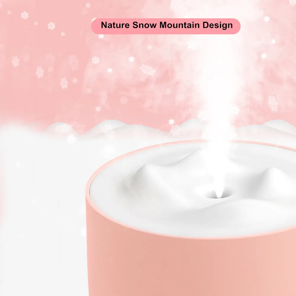 White Snow Mountain Humidifier 500ML Ultrasonic USB Aroma Air Diffuser Soothing Light Aromatherapy Humidificador Home Difusor