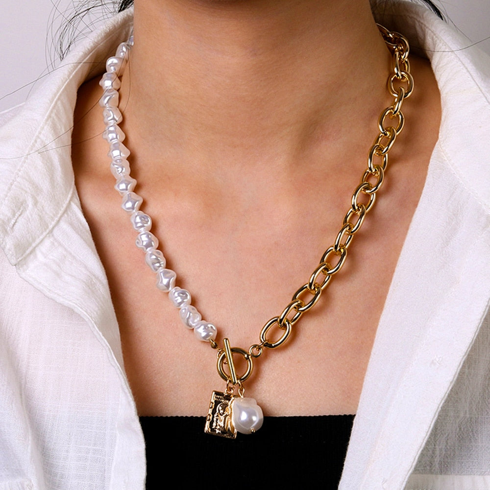 Vintage Geschnitzt Münze Dicke Kette OT Schnalle Halskette Bohemian Punk Metall Münze Kragen Halsband Halskette Mode Frauen Punk Schmuck