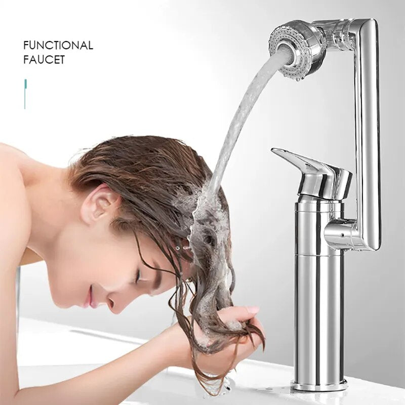 Basin Faucet 360 Degree Swivel Bath Water Tap Single Handle Gold Bathroom Faucet Hot and Cold Sink Water Crane Sink Tap Mixer