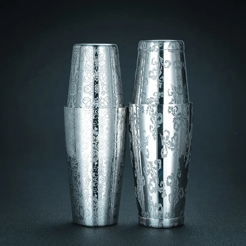 Stainless Steel Cocktail Boston Bar Shaker: 2-piece Set: 18oz Unweighted & 28oz