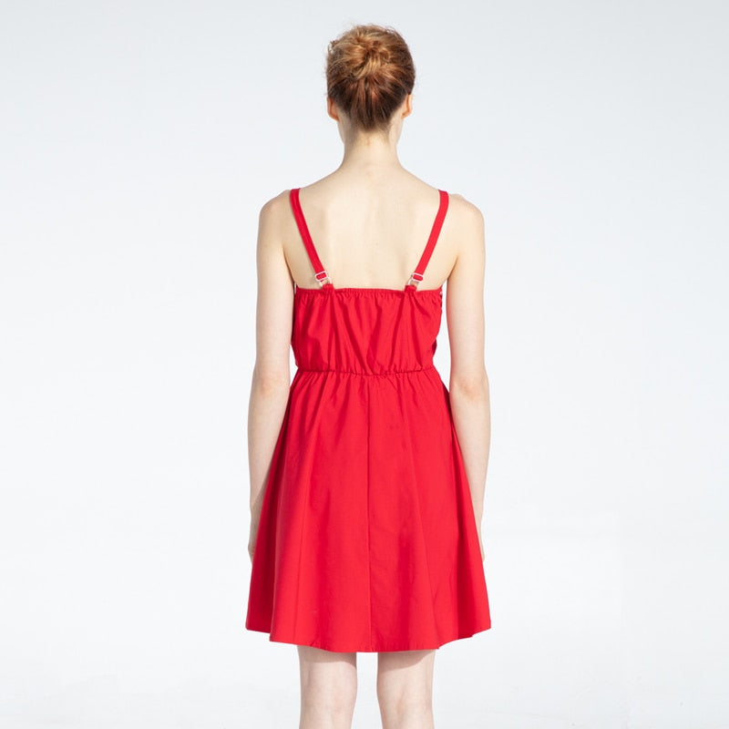 Marwin New-Coming Summer Solid Knee-Length Spaghetti Strap Strapless Dresses High Street Empire Style Party Holiday Dresses