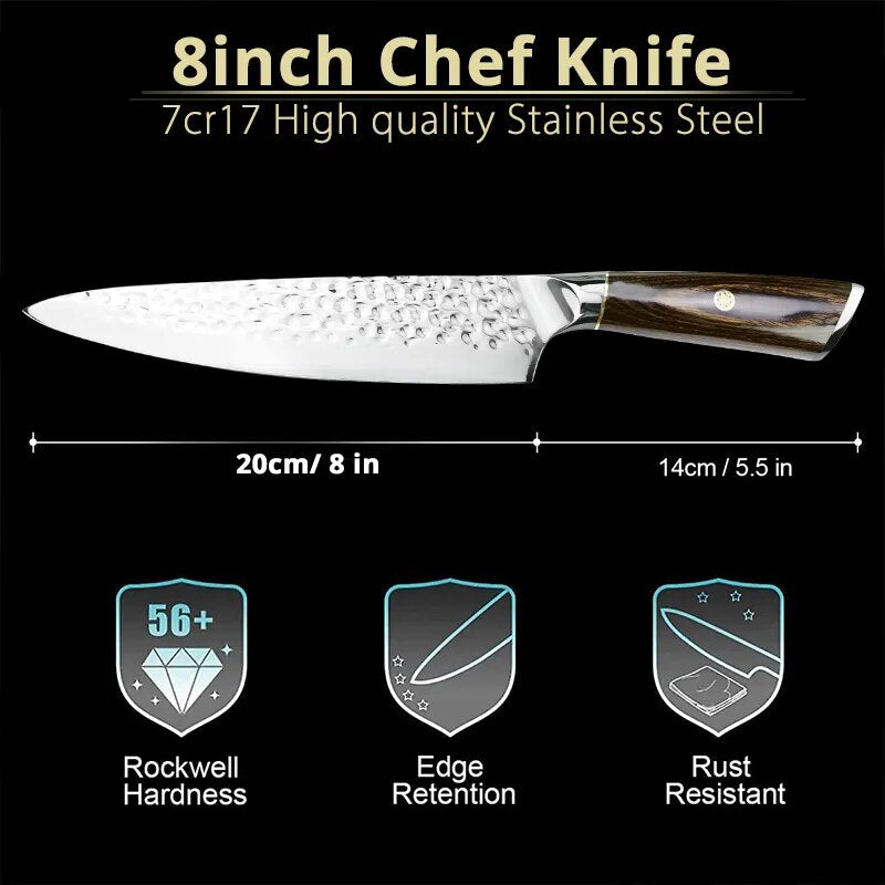 Kitchen Knives 7 8 inch Chinese Cleaver Chef Knife Full Tang Chopping Knife Vege Slicer 7CR17 Frozen Meat Cutter Butcher Knifes