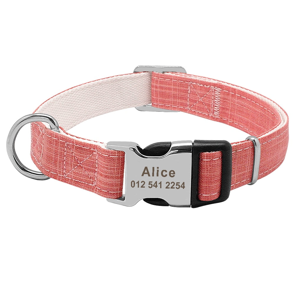 Dog Collar Personalized Custom Nylon Pet Dog Tag Collar Engraved Puppy Cat ID Tag Nameplate Collars For Small Medium Large Dogs