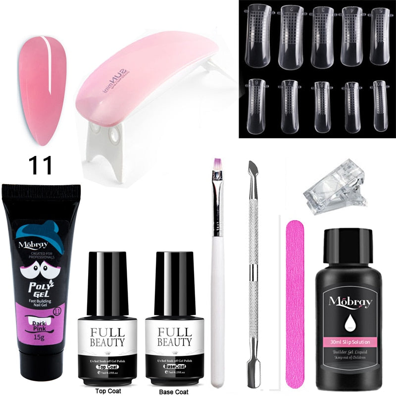 10pcs Nail Polish Gel Nail Kit 15ml Quick Building UV Nail PolishGel Extensions Acrylic Gel Nail Tool Art Set