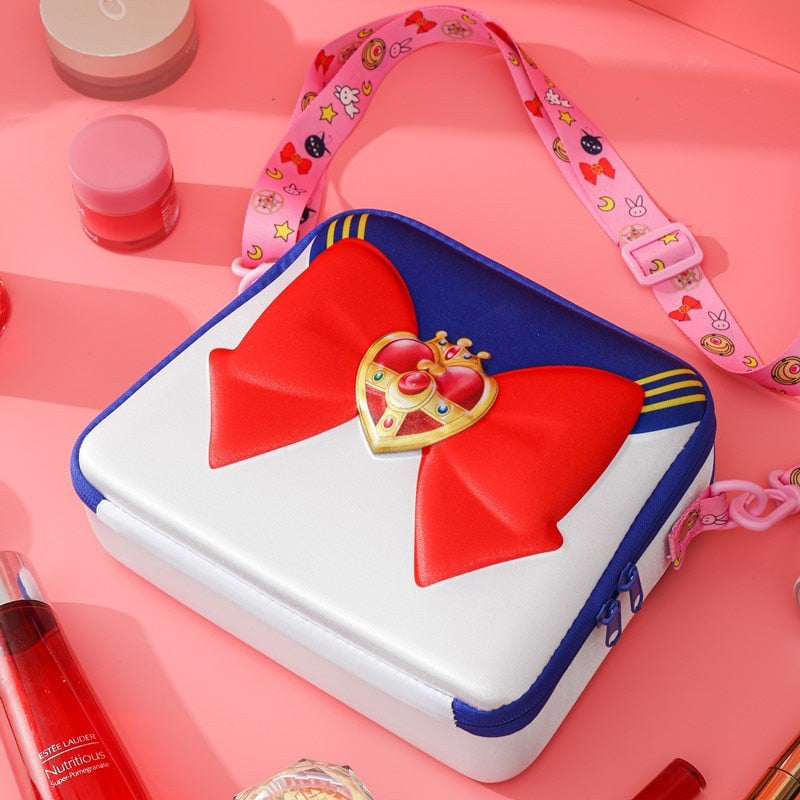Anime Tsukino Usagi 3D Cartoon Bow Shoulder Bag Makeup Pouch Lolita Sailor Moon Zipper high-capacity Travel Crossbody Bags
