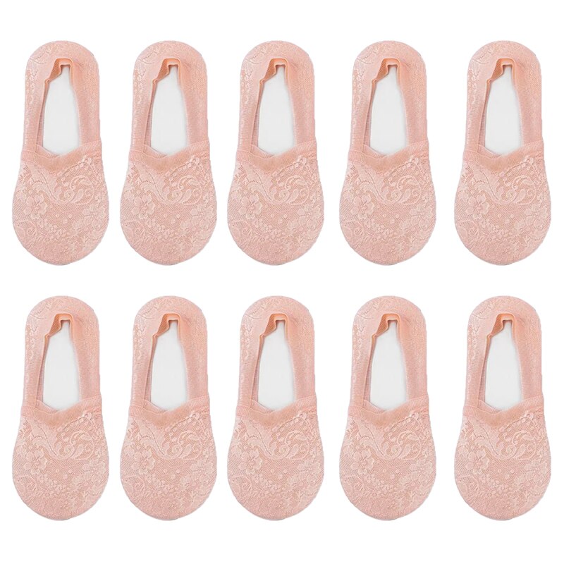 10 Pairs yaz yeni moda dantel çiçek kadın görünmez çorap Antiskid nefes tekne çorap ayak bileği çorap