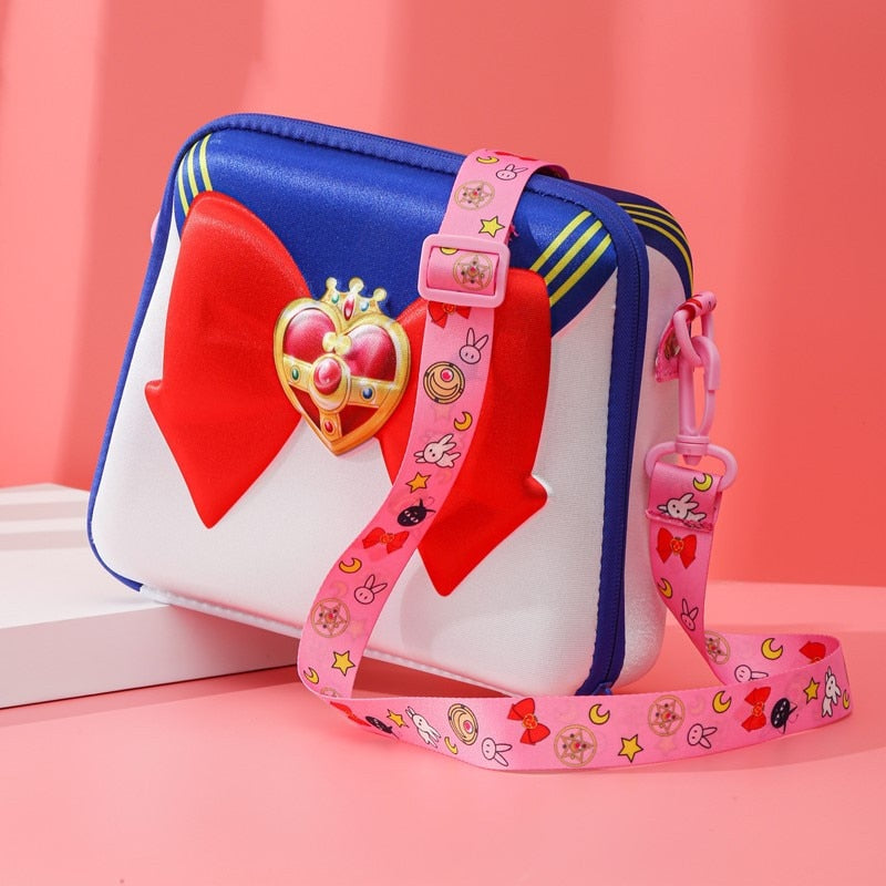 Anime Tsukino Usagi 3D Cartoon Bow Shoulder Bag Makeup Pouch Lolita Sailor Moon Zipper high-capacity Travel Crossbody Bags