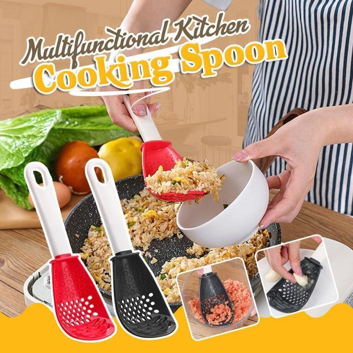 Multifunctional Cooking Spoon Kitchen Strainer Scoop to Cut Garlic Hanging Hole Innovative Potato Garlic Press kitchen Accessory