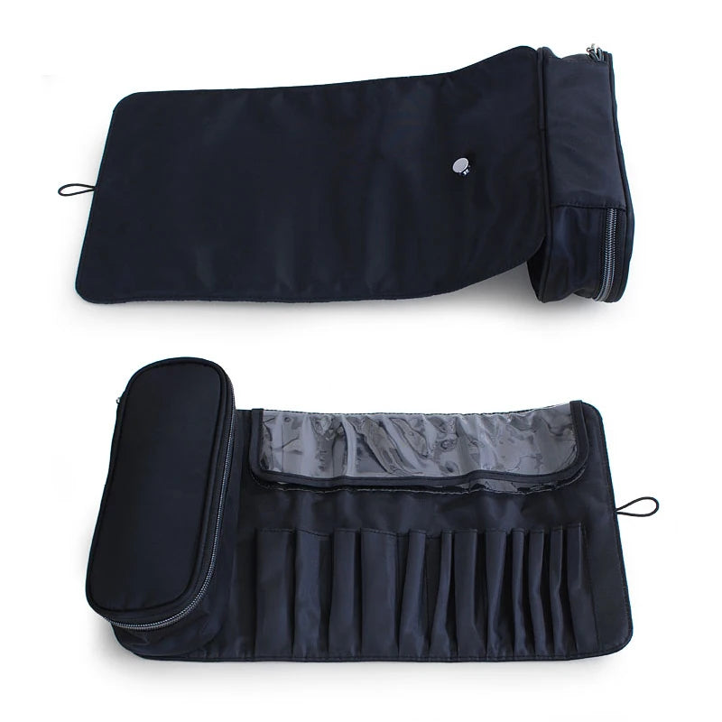Makeup Bag Women's Cosmetic Brush Bag Travel Organizer Makeup Brushes Fold Tools Rolling Bags Waterproof Nylon Makeup Case