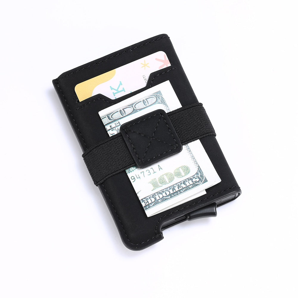 Luxury Brand Aluminum Business ID Bank Cardholder Mini PU leather RFID Blocking Wallet Men Women Credit Card Holders
