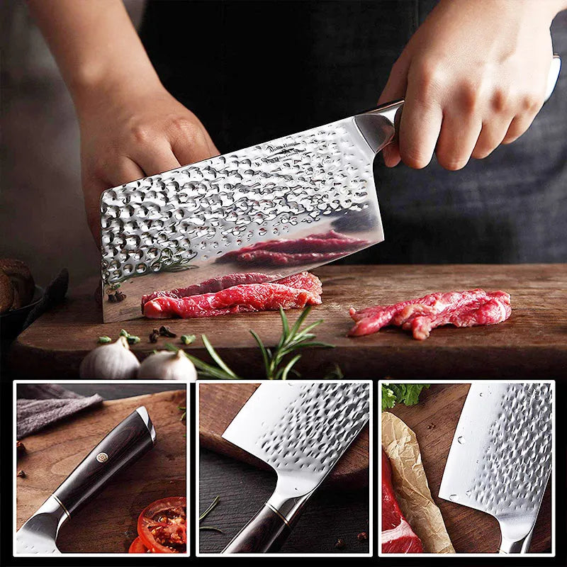 Kitchen Knives 7 8 inch Chinese Cleaver Chef Knife Full Tang Chopping Knife Vege Slicer 7CR17 Frozen Meat Cutter Butcher Knifes