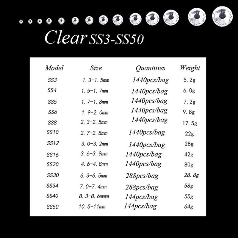2020 New 1 Pack Flatback 3D Glass Swarovsky DIY Nails Rhinestones Art Decoration Shiny Crystal Stones Gems Manicure