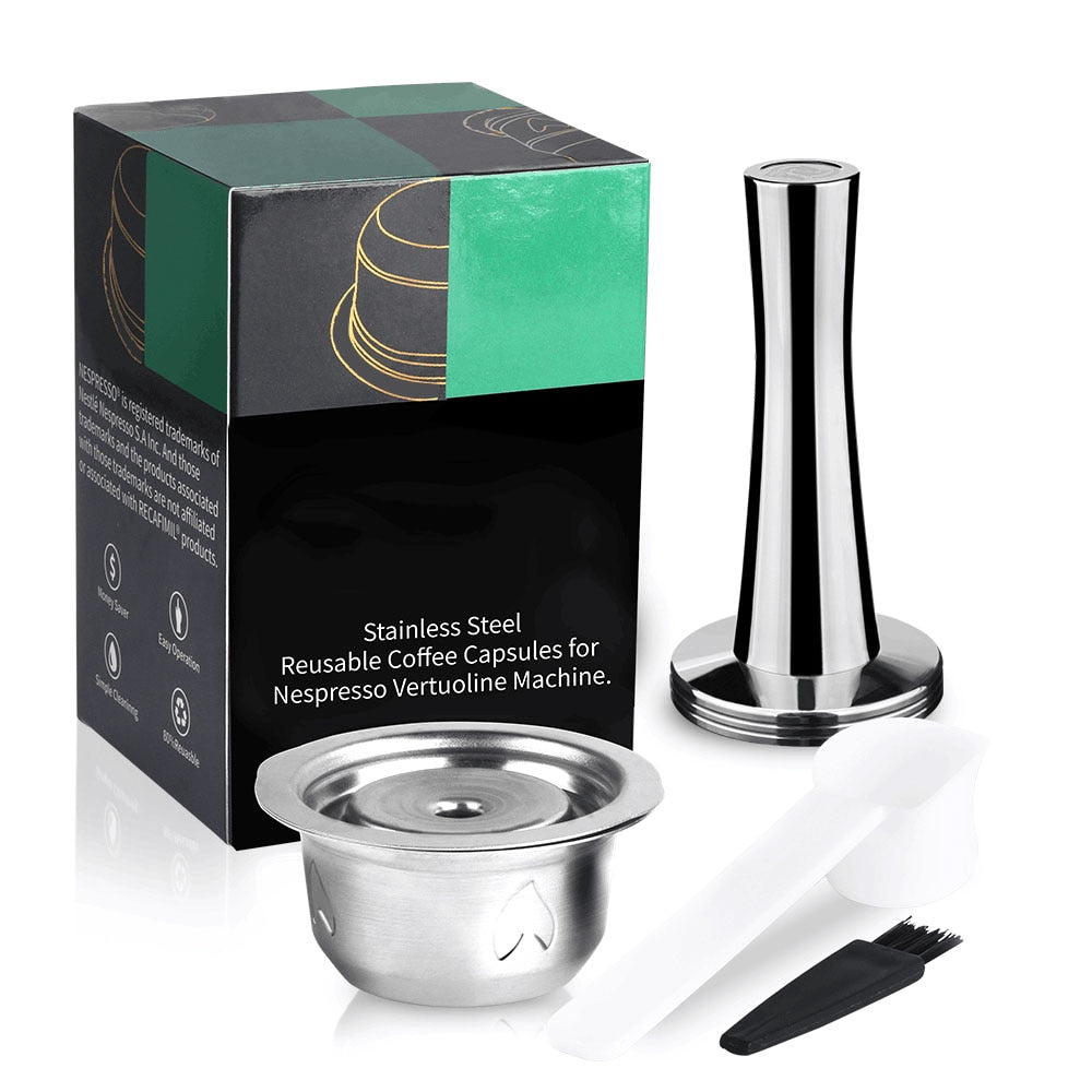 2 IN 1Reusable Vertuo Coffee Capsule Steel Stainless Metal for Nespresso Vertuoline Plus Machine Cream Coffee Filter