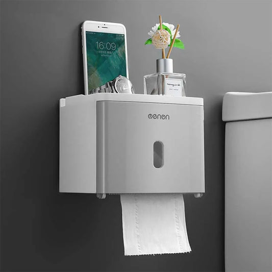 Toilet Paper Roll Holder Wall Mounted Paper Towel Holder Bathroom Tissue Box Storage Rack Waterproof Shelf Bathroom Accessories