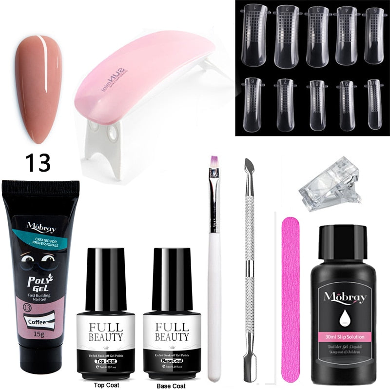 10pcs Nail Polish Gel Nail Kit 15ml Quick Building UV Nail PolishGel Extensions Acrylic Gel Nail Tool Art Set