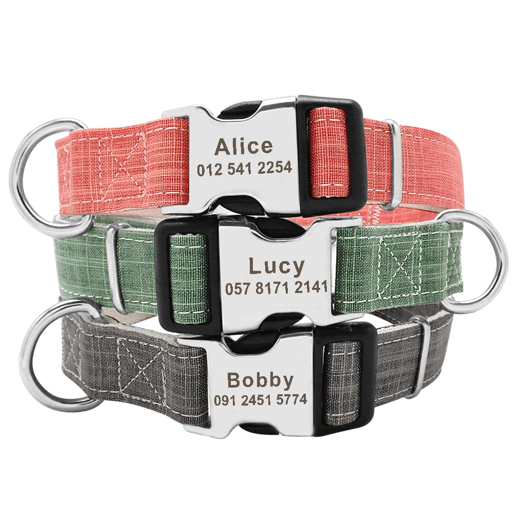 Dog Collar Personalized Custom Nylon Pet Dog Tag Collar Engraved Puppy Cat ID Tag Nameplate Collars For Small Medium Large Dogs