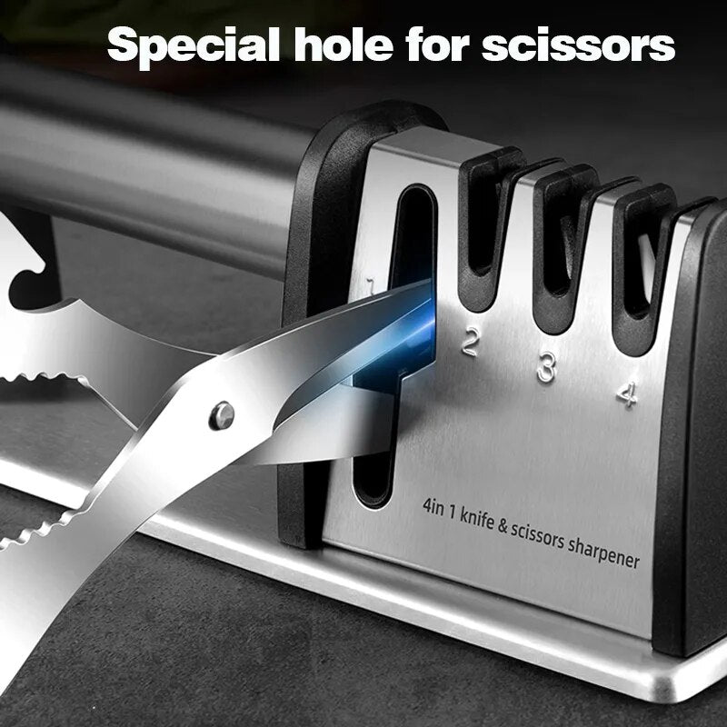 Professional Knife Sharpener 4 Stages Kitchen Sharpening Stone Grinder scissors knives Whetstone Diamond Ceramic Sharpener Tool