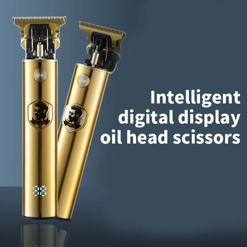 HC-228 LCD Digital Display Home Hair Clipper Retro Oil Head T9 Engraving Adults Children House Rechargeable Tousle Clippers 5W