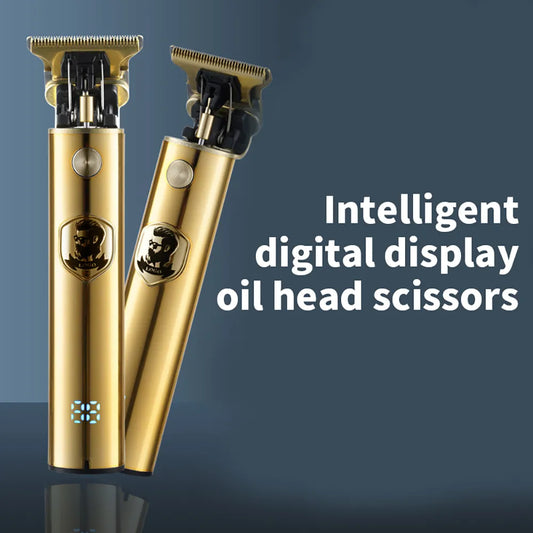 HC-228 LCD Digital Display Home Hair Clipper Retro Oil Head T9 Engraving Adults Children House Rechargeable Tousle Clippers 5W