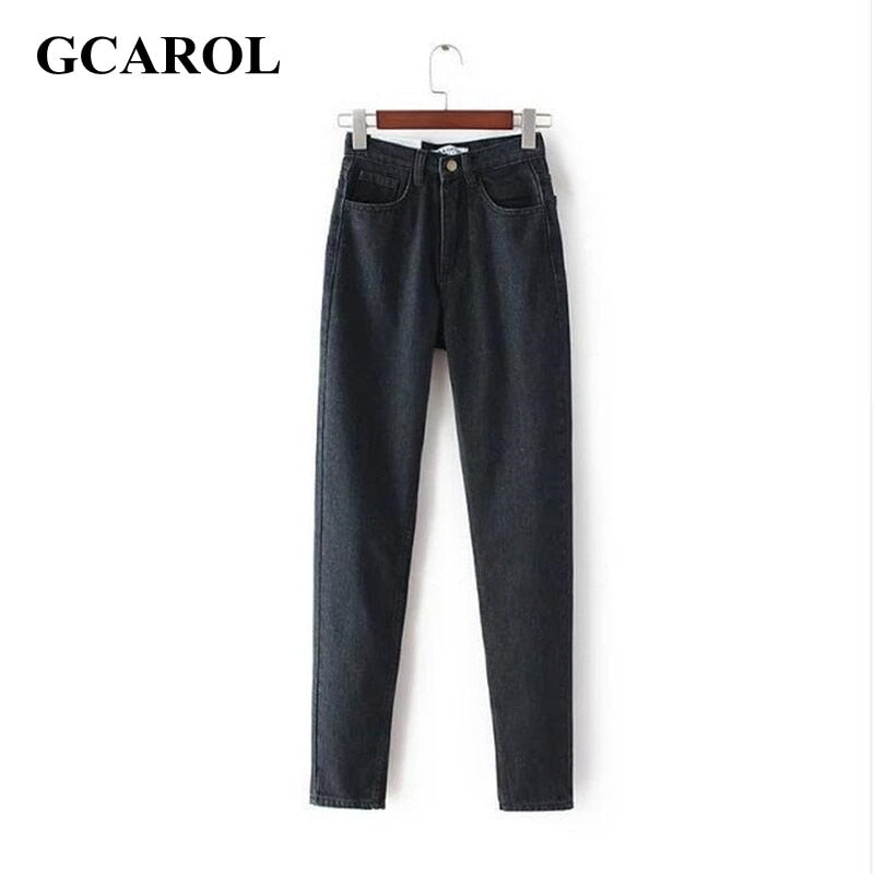 GCAROL Women High Waist Denim Jeans Vintage Slim Mom Style Pencil Jeans High Quality Basic Denim Pants For 4 Season