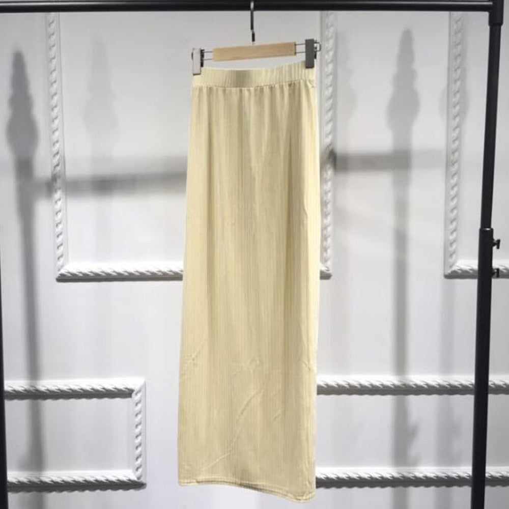 2023 New Maxi Skirts For Women Muslim Bodycon Skirt Women Slim Ankle-Length High Waist Long Pencil Skirts Jupe Femme