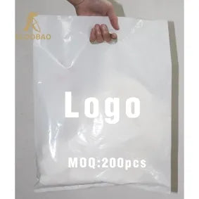 200 pcs custom shopping handle plastic bag/gift plastic packaging bag for garment/printed LOGO promotion bag