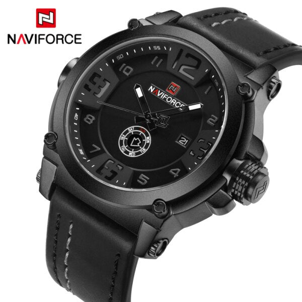 NAVIFORCE Mens Watches Top Brand Luxury Sport Quartz-Watch Leather Strap Clock Men Waterproof Wristwatch relogio masculino 9099