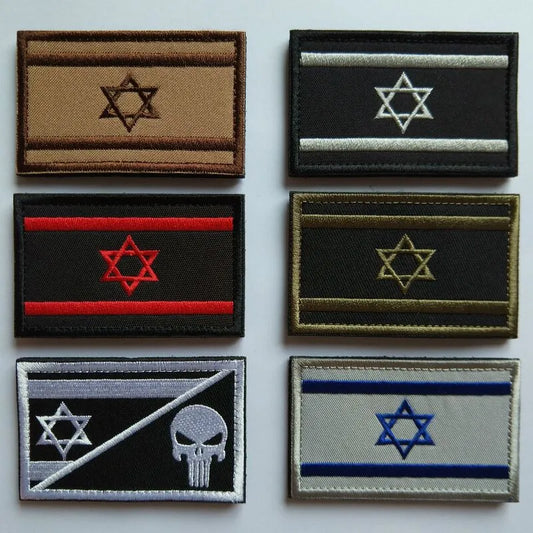 1pcs Embroidery Israel Flag Brassard Tactical Patch Cloth Punisher Armband Army Hook And Loop Emblem Morale Combat Badge