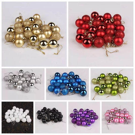 Hot Sale 24 Pcs/Set 12 Colors Glitter Christmas Baubles Ornament Ball Party Home Garden Decoration For Christmas Tree Decoration