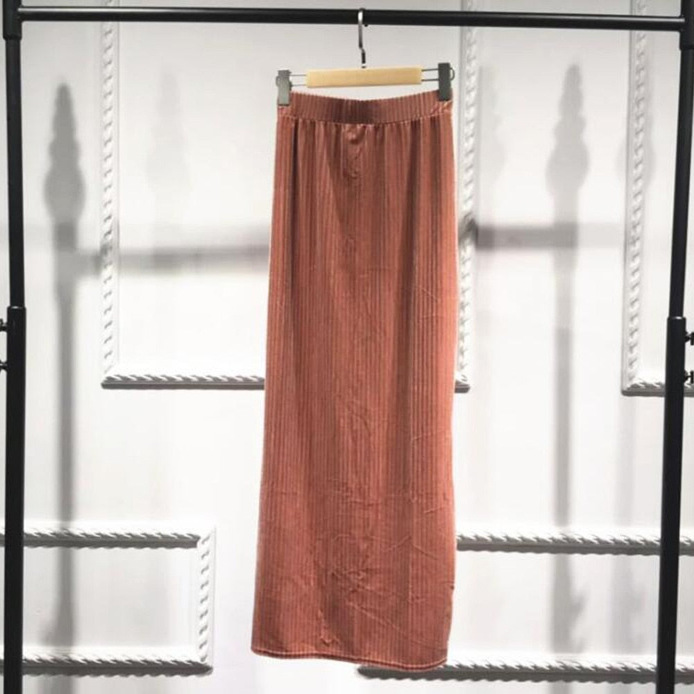 2023 New Maxi Skirts For Women Muslim Bodycon Skirt Women Slim Ankle-Length High Waist Long Pencil Skirts Jupe Femme