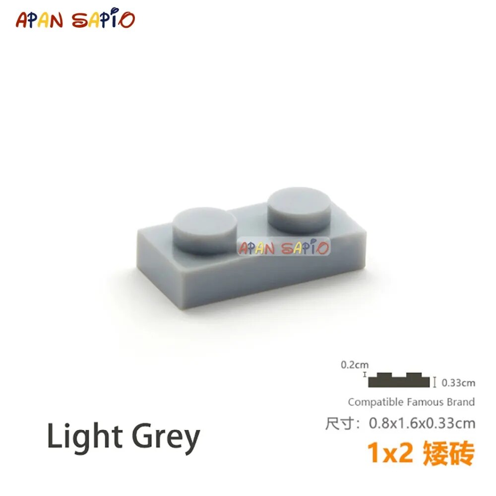 50pcs/lot DIY Blocks Building Bricks Thin 1X2 Educational Assemblage Construction Toys for Children Compatible With Brand