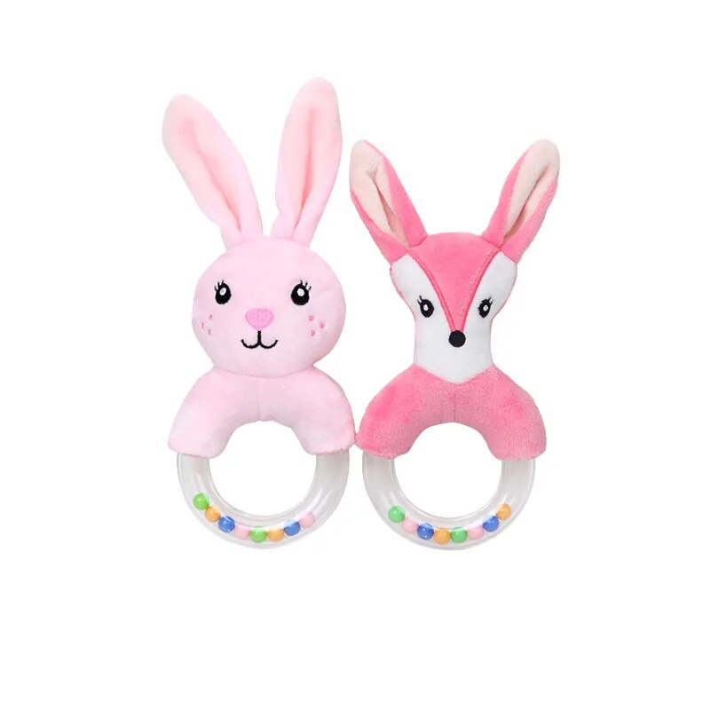Cute Baby Rattle Toys Rabbit Plush Baby Cartoon Bed Toys for Newborn 0-24 Months Educational Toy Rabbit Bear Hand Bells