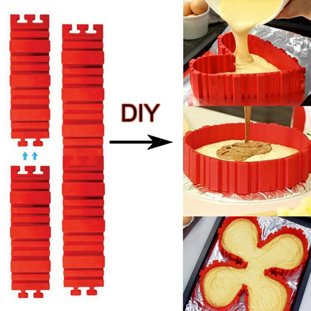 4 יח'\סט קסם עוגת עובש רב סגנון DIY פאזל סיליקון עובש לחם עוגת עובש עוגת סיליקון צורת אפיית כלי