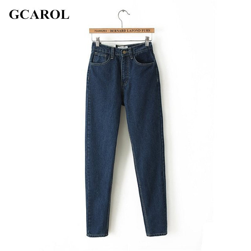 GCAROL Women High Waist Denim Jeans Vintage Slim Mom Style Pencil Jeans High Quality Basic Denim Pants For 4 Season