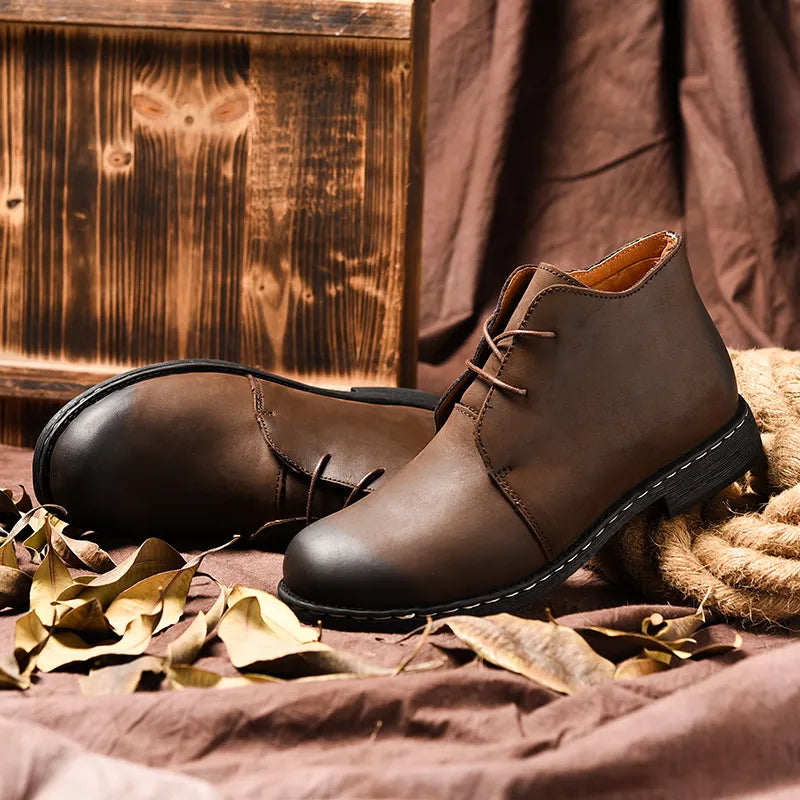 Handmade Men Boots Genuine Leather Men Snow Leather Boots WaterProof Work Safety Winter Ankle Boots Shoes