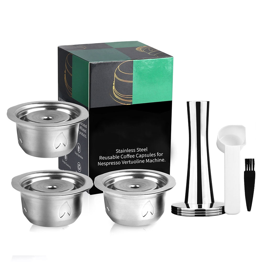 2 IN 1Reusable Vertuo Coffee Capsule Steel Stainless Metal for Nespresso Vertuoline Plus Machine Cream Coffee Filter