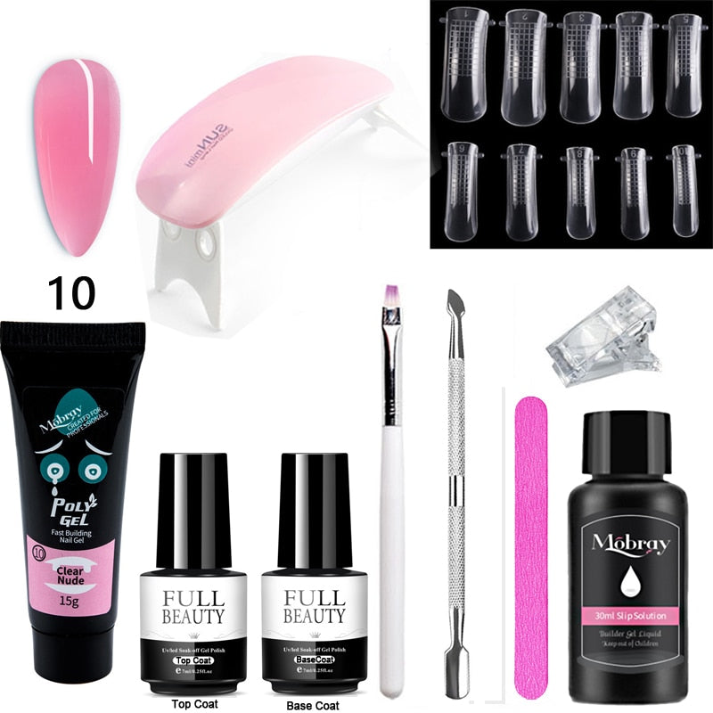 10pcs Nail Polish Gel Nail Kit 15ml Quick Building UV Nail PolishGel Extensions Acrylic Gel Nail Tool Art Set